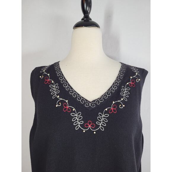 Maggie Barnes Beaded Cardigan 2-Pc Sweater Tank Set 2X Black Boho Artsy Evening - Picture 7 of 15